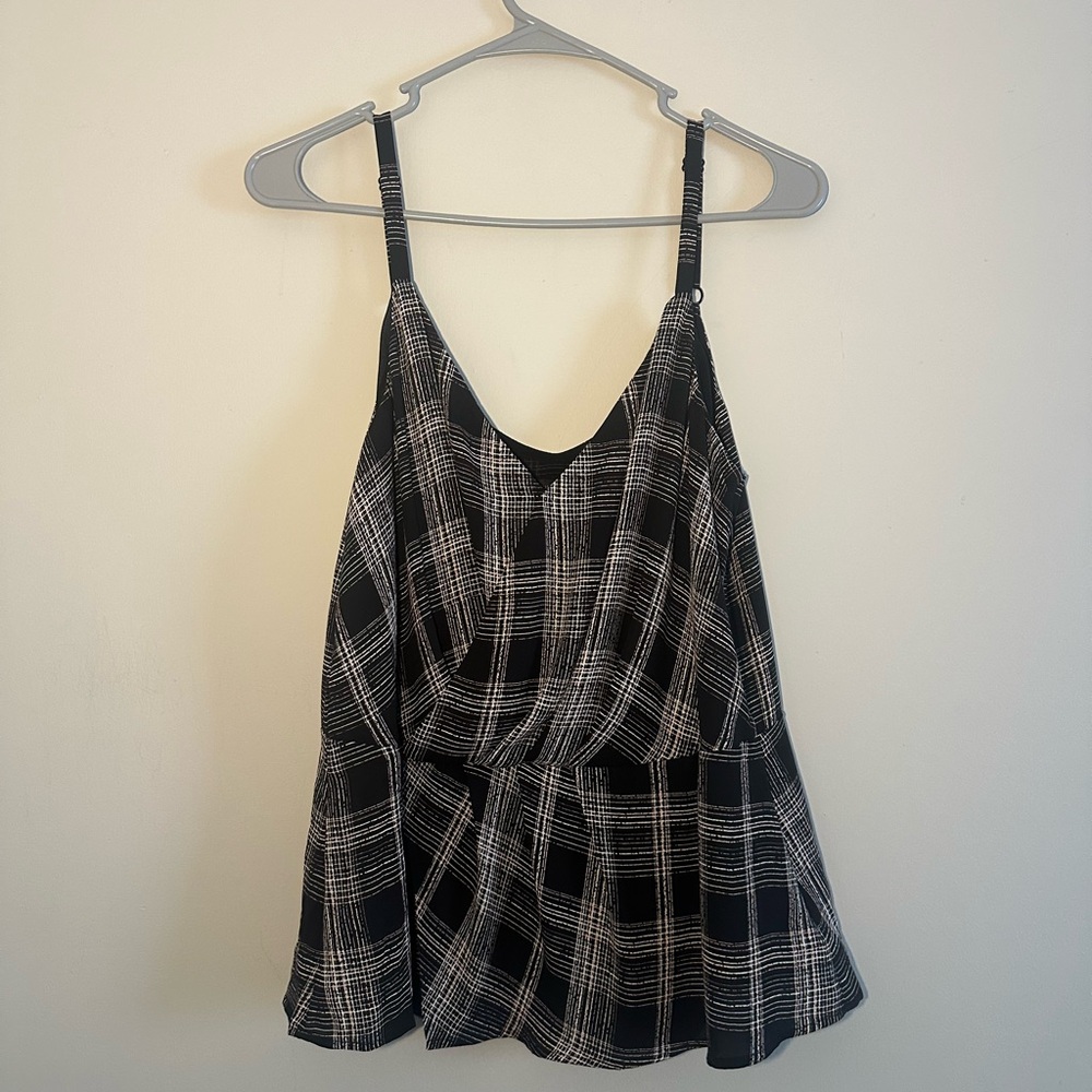 White House Black Market Black and Gray Camisole with V-Neck